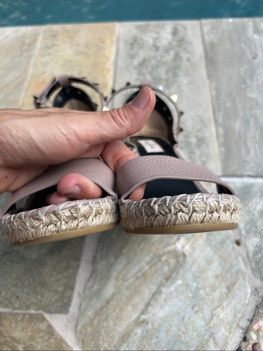Valentino Rockstud Double Espadrille Wedge Sandals - Picture 8 of 11